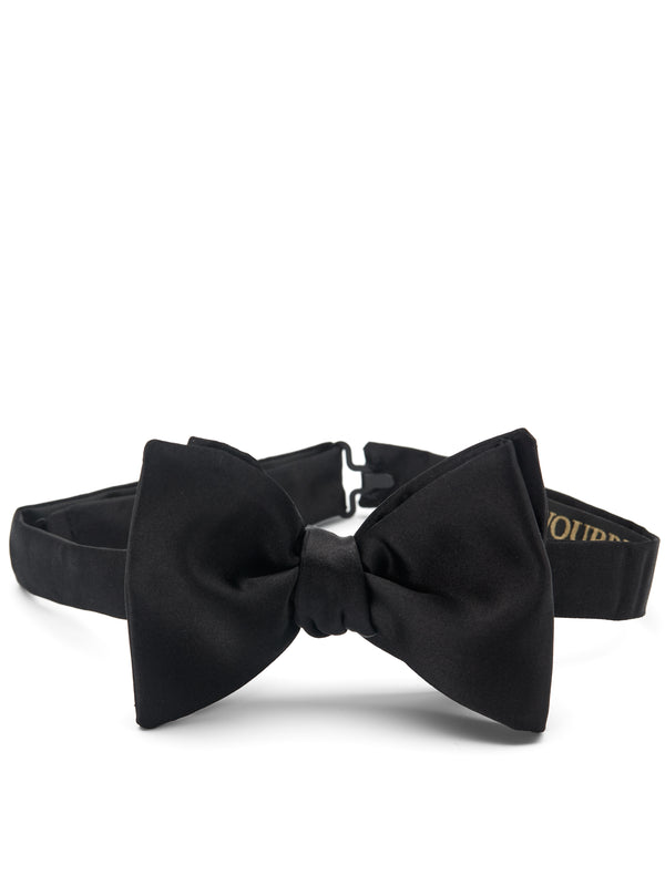 favourbrook Black Duchesse Satin Silk Large Party Bow Tie