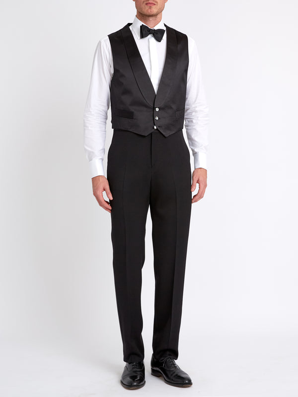 Favourbrook Black Duchesse Satin Silk Single Breasted Waistcoat