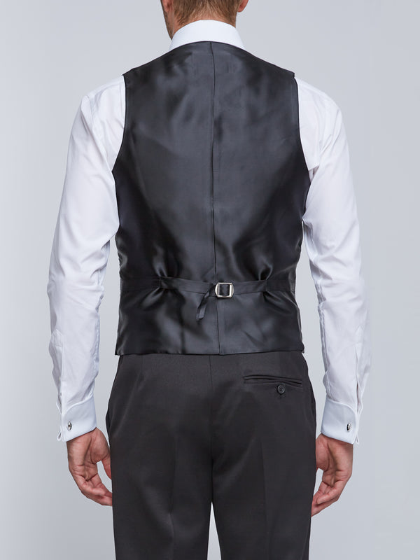 Favourbrook Black Gabardine Wool Double Breasted Waistcoat