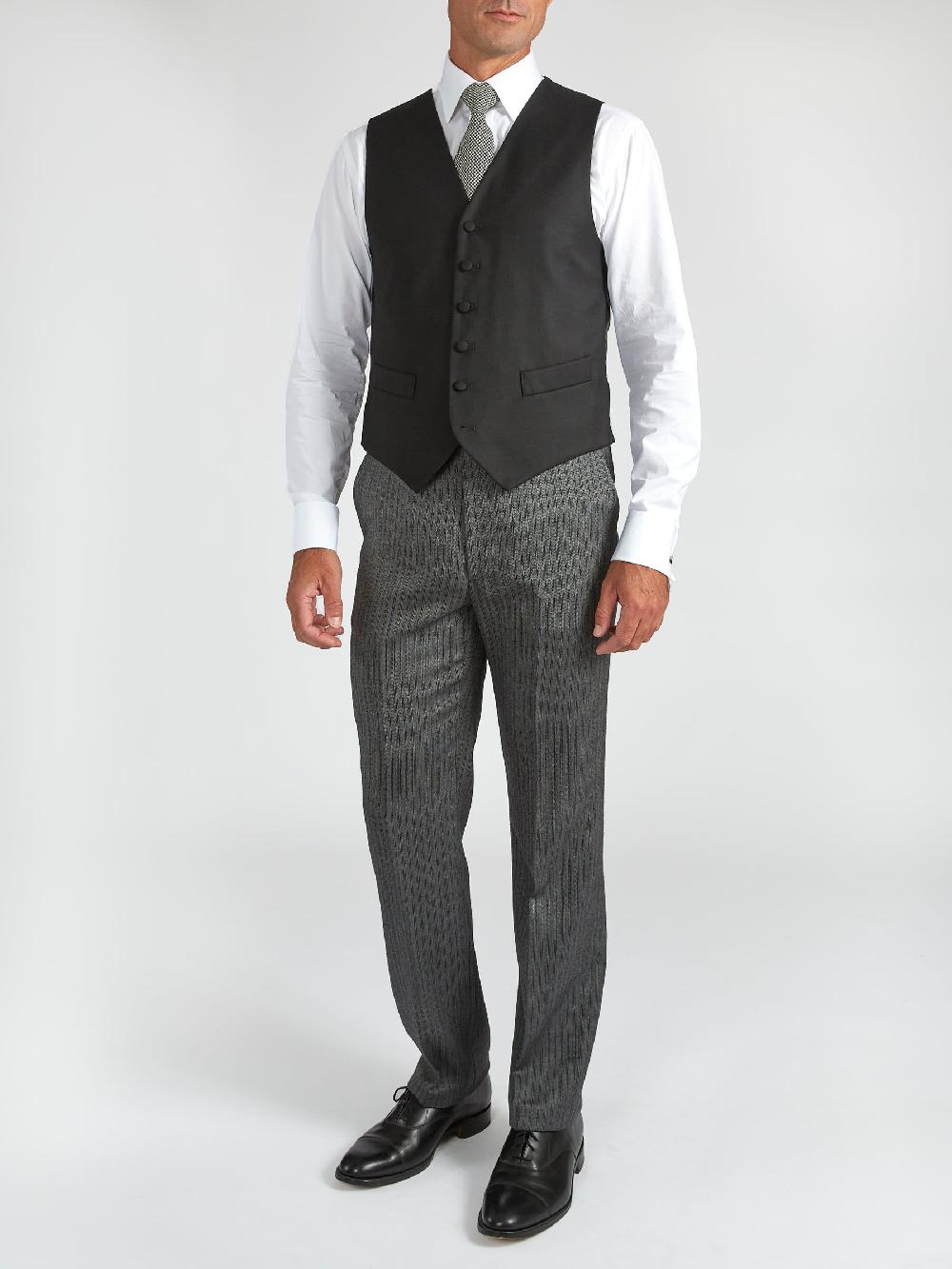 Favourbrook Black Gabardine Wool Single Breasted Waistcoat