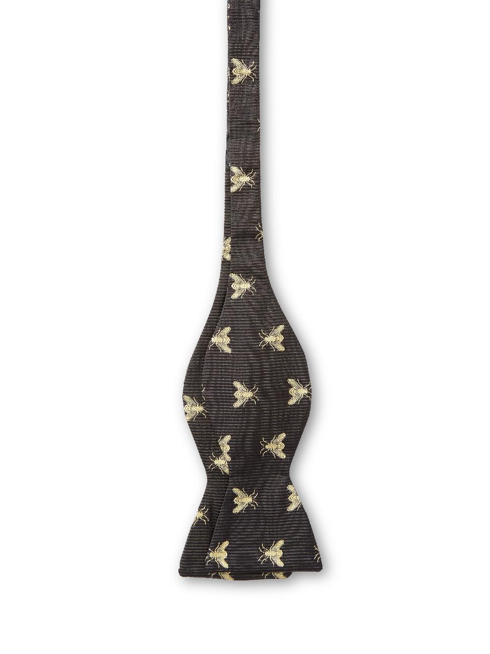 Favourbrook Black Gold Bees Silk Large Party Bow Tie