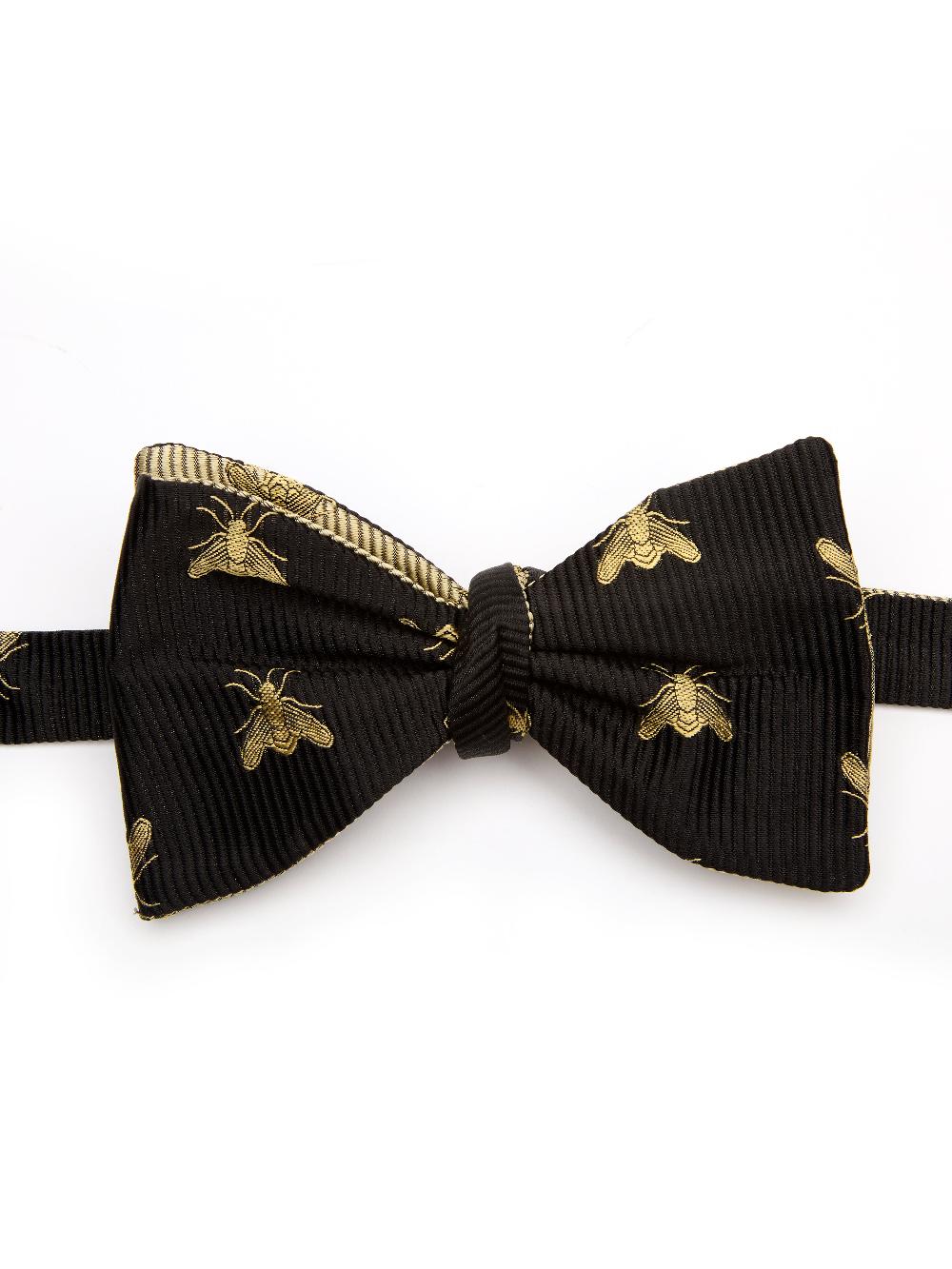 Favourbrook Black Gold Bees With Gold Bees Contrast Large Party Bow Tie