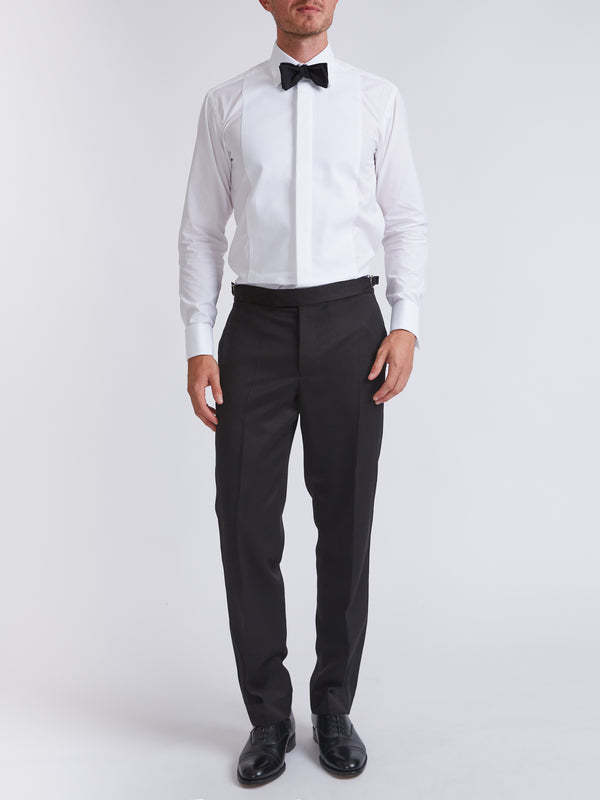 Favourbrook Black Hampton Wool Flat Front Dress Trouser