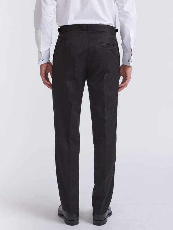 Favourbrook Black Hampton Wool Flat Front Dress Trouser