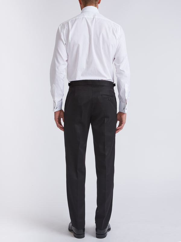 Favourbrook Black Hampton Wool Flat Front Dress Trouser