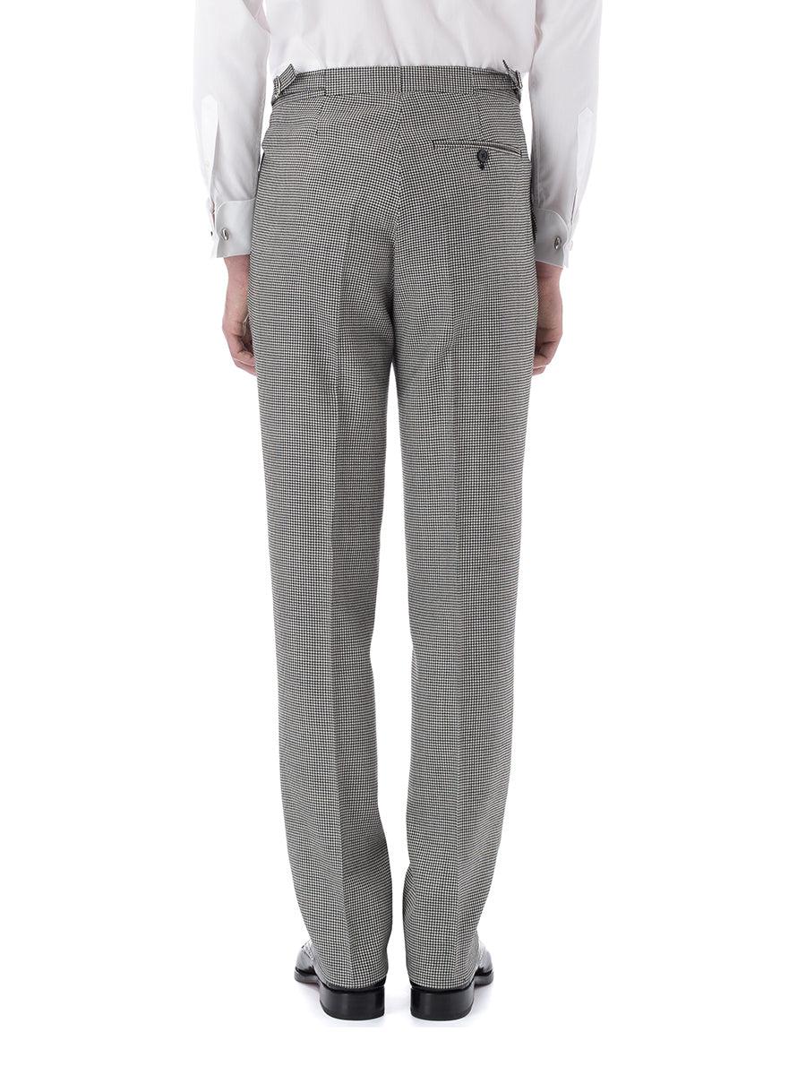Favourbrook Black Houndstooth Wool High Waisted Flat Front Trouser