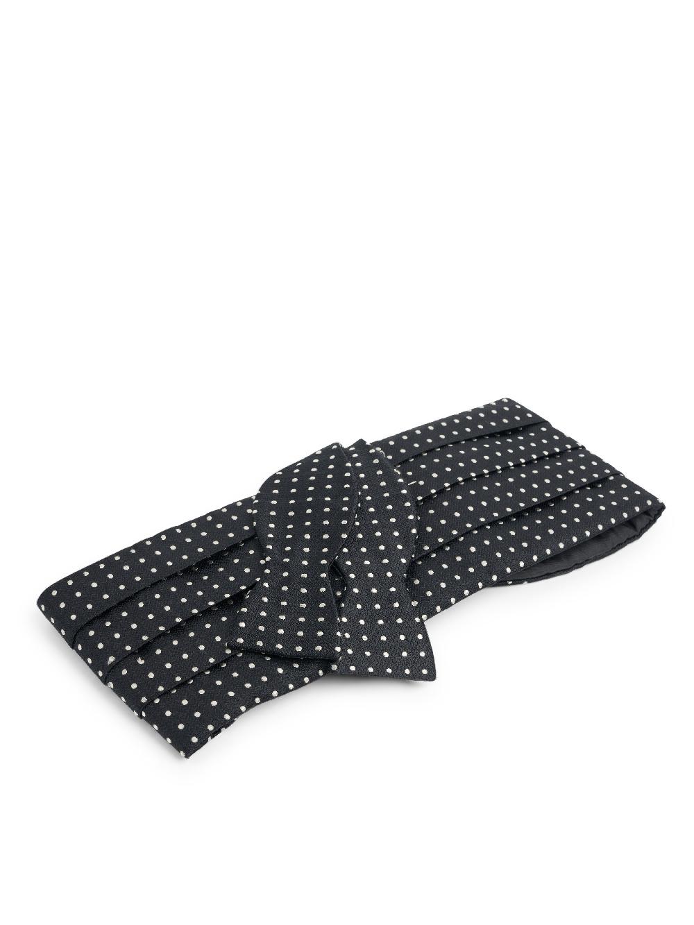 Favourbrook Black Pickwick Silk Pleated Cummerbund & Bow Tie Set