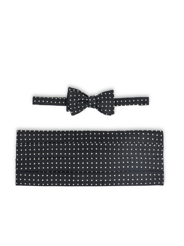 favourbrook Black Pickwick Silk Pleated Cummerbund & Bow Tie Set