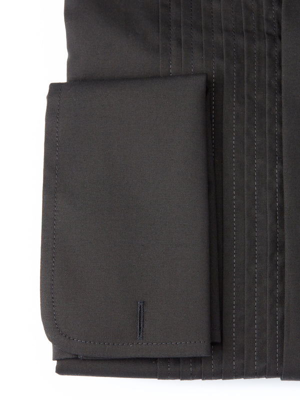 Favourbrook Black Poplin Pleated Pintuck Dress Shirt