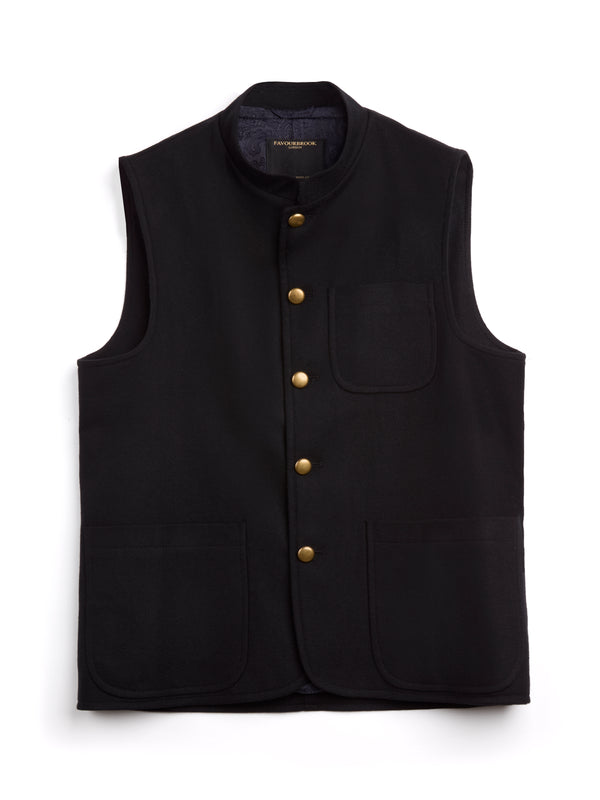 Favourbrook Black Seaton Cashmere Wool Wiltshire Gilet