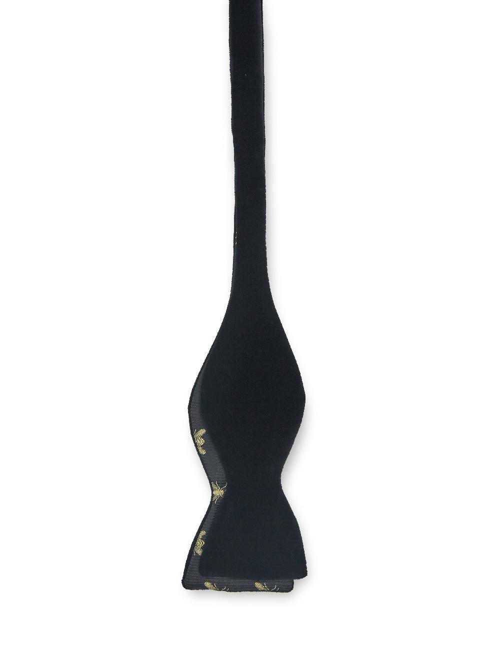 Favourbrook Black Velvet With Black Bees Contrast Large Party Bow Tie