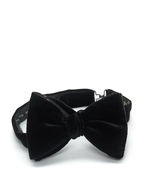 favourbrook Black Velvet with Black Bees Contrast Large Party Bow Tie