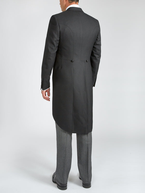 Favourbrook Black Windsor Herringbone Wool Morning Coat