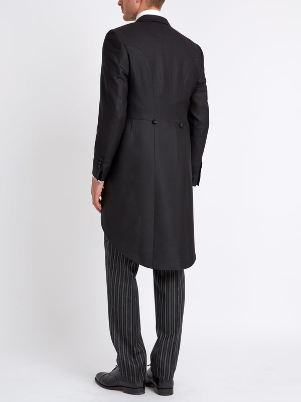 Favourbrook Black Windsor Herringbone Wool Morning Coat With Trim
