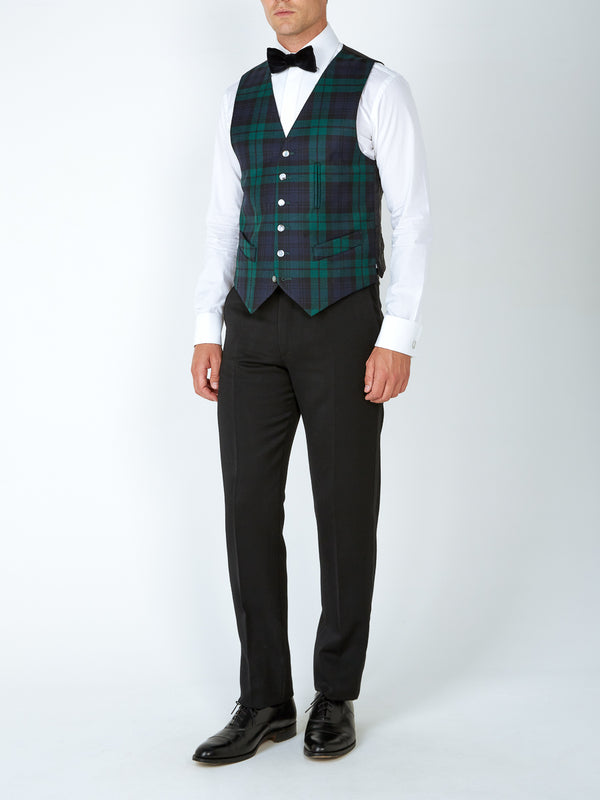 Favourbrook Blackwatch Tartan Wool Single Breasted Waistcoat