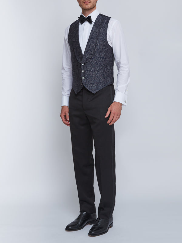 Favourbrook Blue Vincent Wool Single Breasted Waistcoat