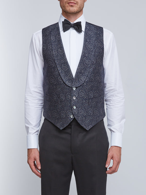 favourbrook Blue Vincent Wool Single Breasted Waistcoat
