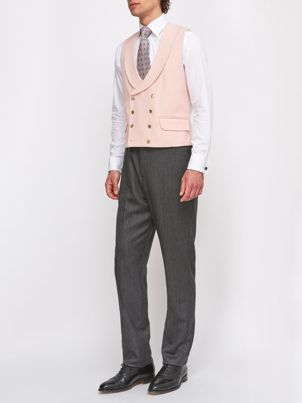 Favourbrook Blush Gabardine Wool Double Breasted Waistcoat