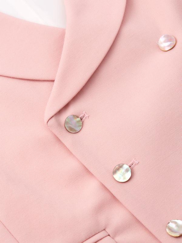 Favourbrook Blush Gabardine Wool Double Breasted Waistcoat
