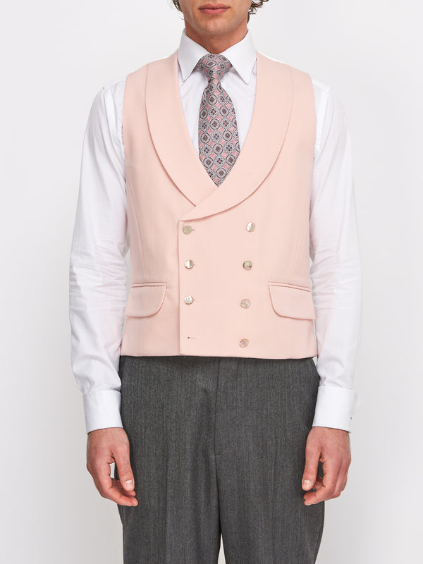 favourbrook Blush Gabardine Wool Double Breasted Waistcoat