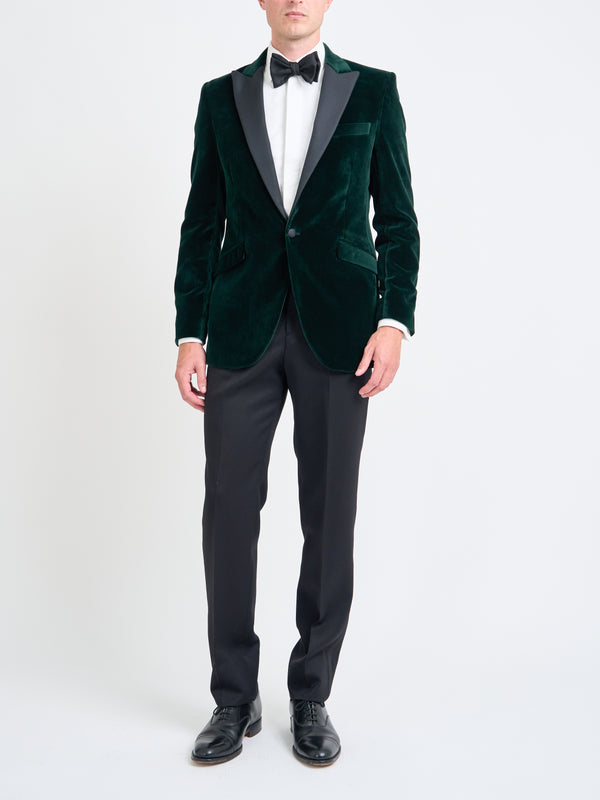 Favourbrook Bottle Green Velvet Cotton Dinner Jacket