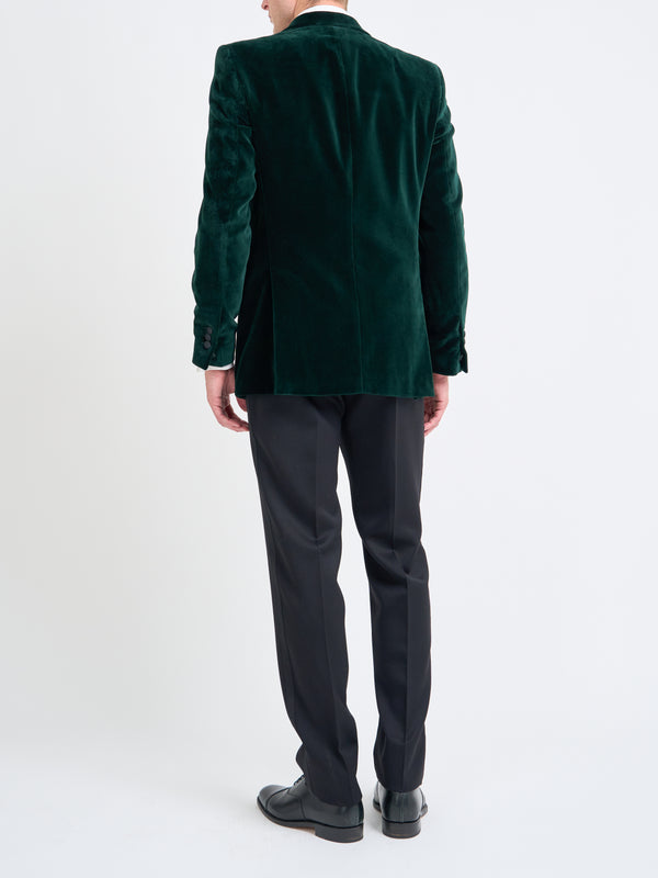 Favourbrook Bottle Green Velvet Cotton Dinner Jacket