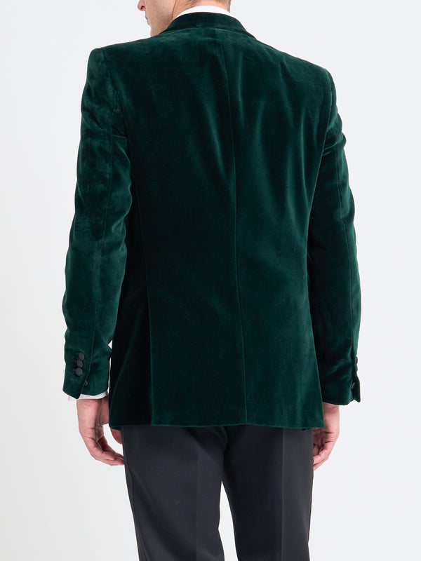 Favourbrook Bottle Green Velvet Cotton Dinner Jacket