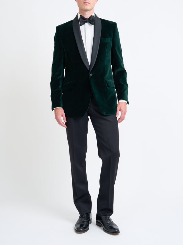 Favourbrook Bottle Green Velvet Shawl Lapel Dinner Jacket