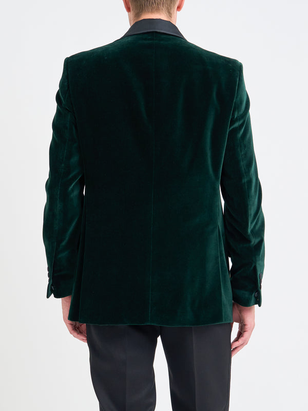 Favourbrook Bottle Green Velvet Shawl Lapel Dinner Jacket