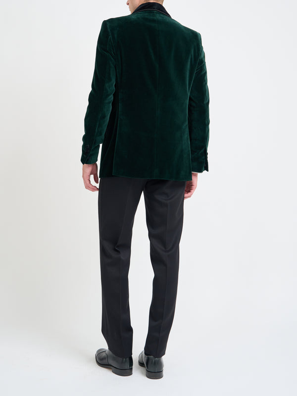 Favourbrook Bottle Green Velvet Single Breasted Grosvenor Smoking Jacket