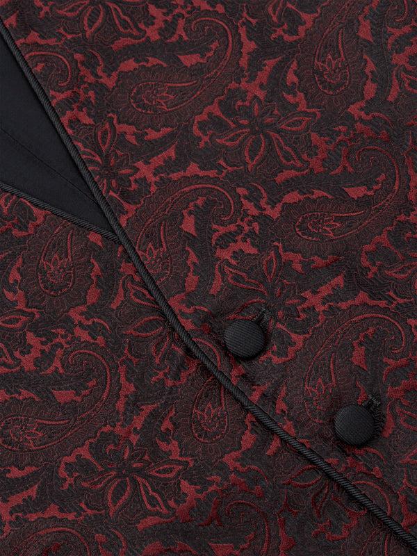 Favourbrook Burgundy Albert Silk Single Breasted Waistcoat With Piping