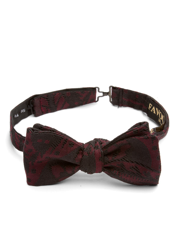 favourbrook Burgundy Heathcote Paisley Cotton/Silk Bow Tie