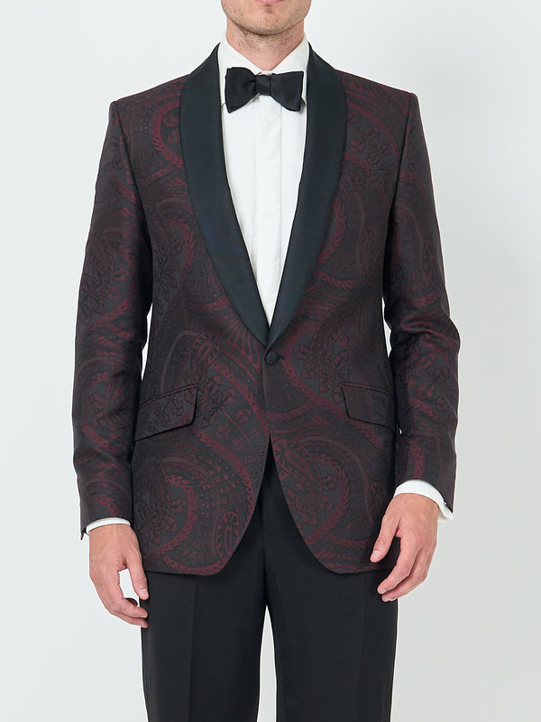 Favourbrook Burgundy Heathcote Paisley Shawl Lapel Dinner Jacket
