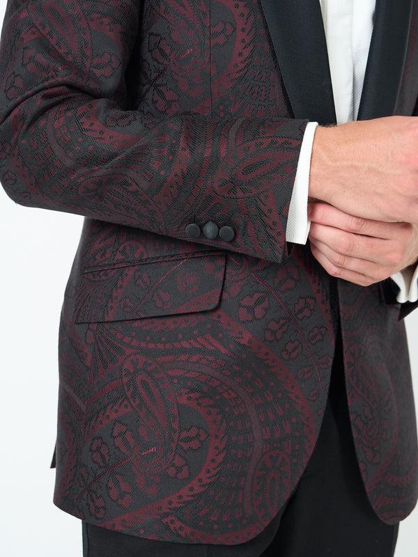 Favourbrook Burgundy Heathcote Paisley Shawl Lapel Dinner Jacket