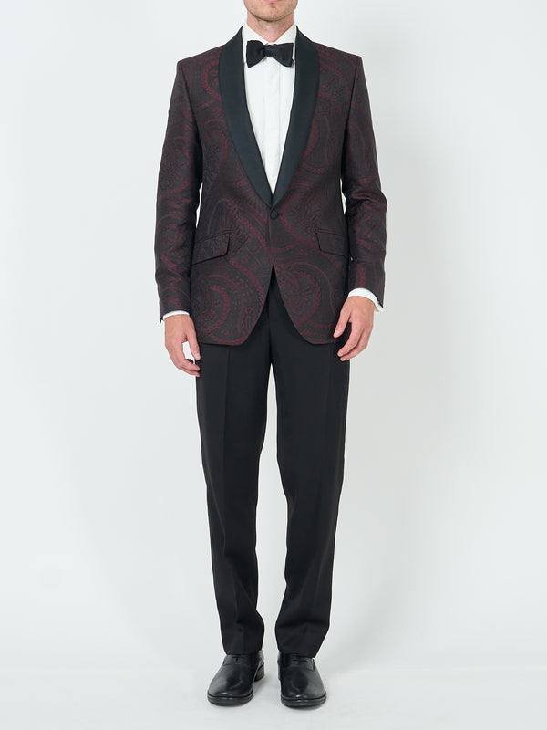 favourbrook Burgundy Heathcote Paisley Shawl Lapel Dinner Jacket