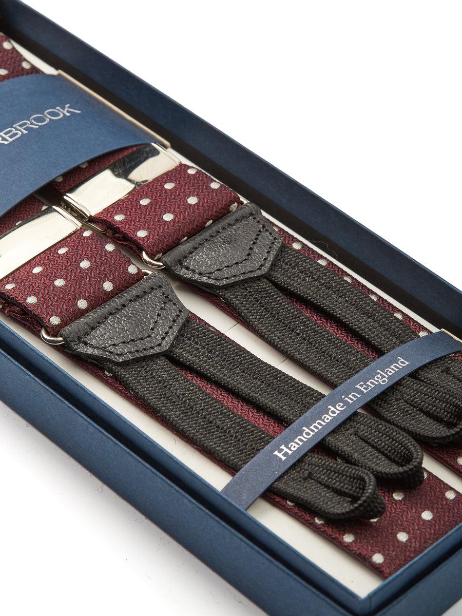 Favourbrook Burgundy Pickwick Black Leather Silk Braces