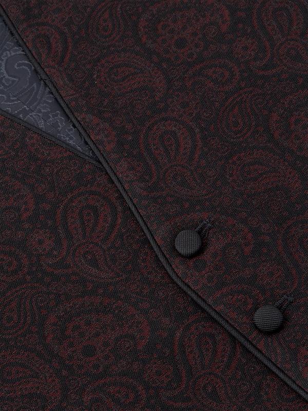 Favourbrook Burgundy Vincent Wool Single Breasted Waistcoat With Piping