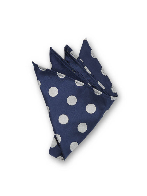 favourbrook Cambridge Spot Navy/Silver Silk Pocket Square