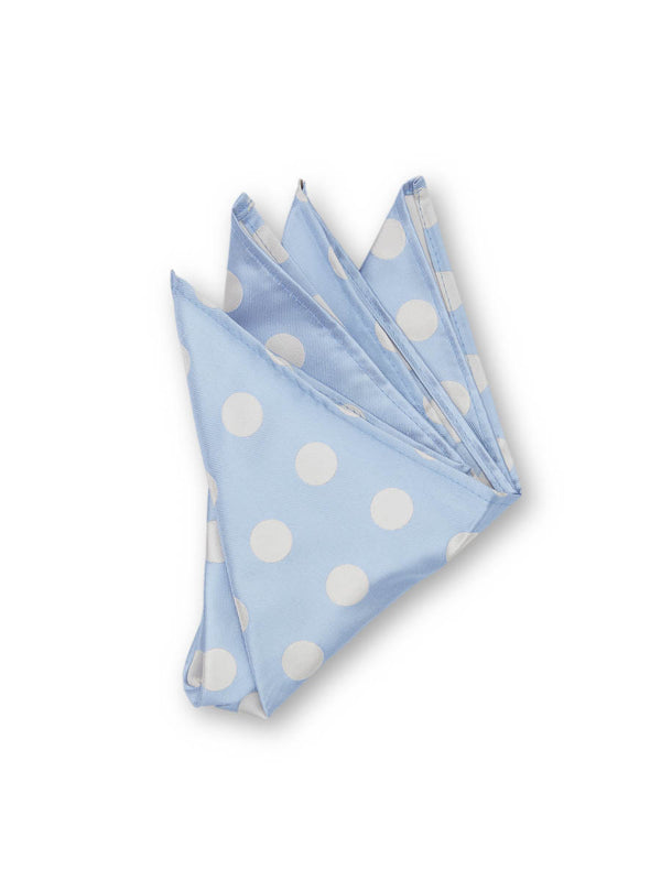 favourbrook Cambridge Spot Sky/Cream Silk Pocket Square