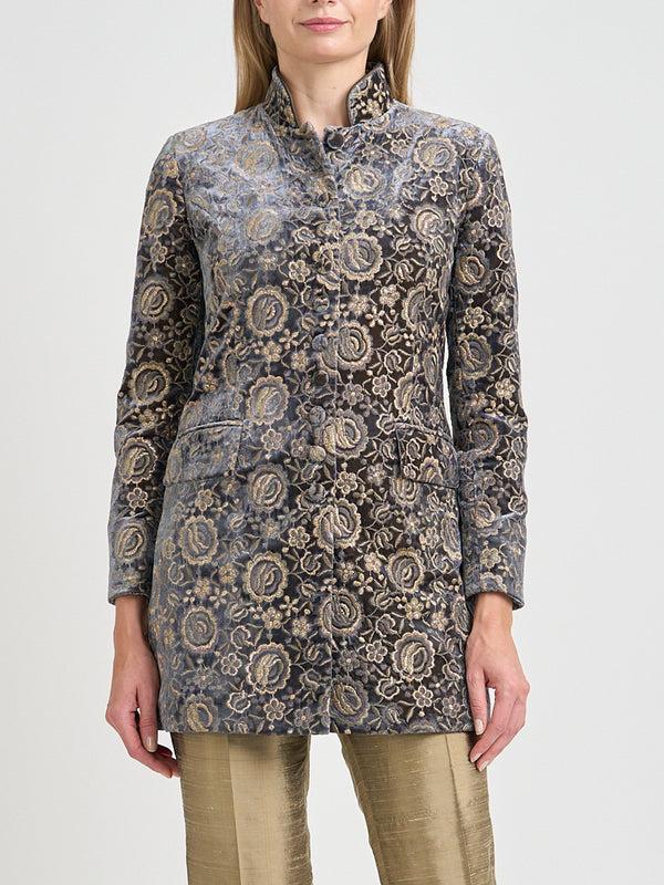Favourbrook Camden Jacket Grey Gold Scorza Silk Velvet
