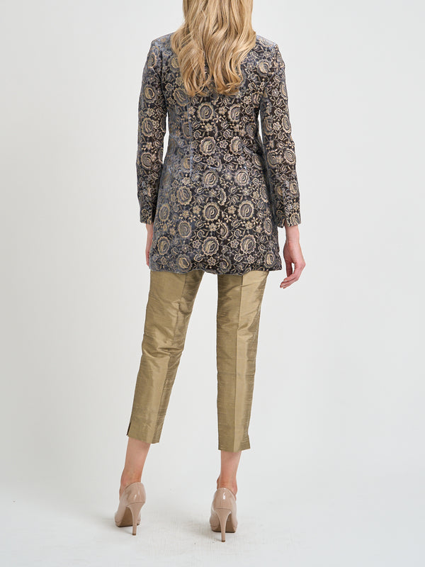 Favourbrook Camden Jacket Grey Gold Scorza Silk Velvet