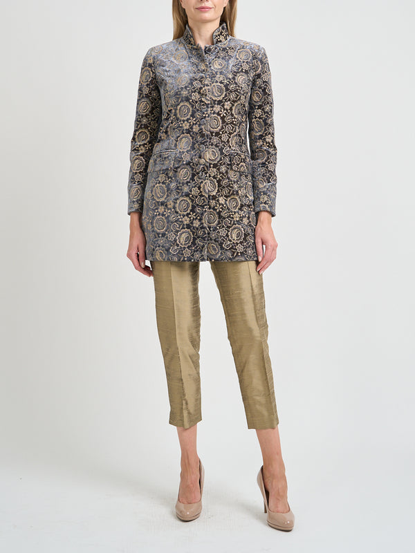favourbrook Camden Jacket Grey Gold Scorza Silk Velvet