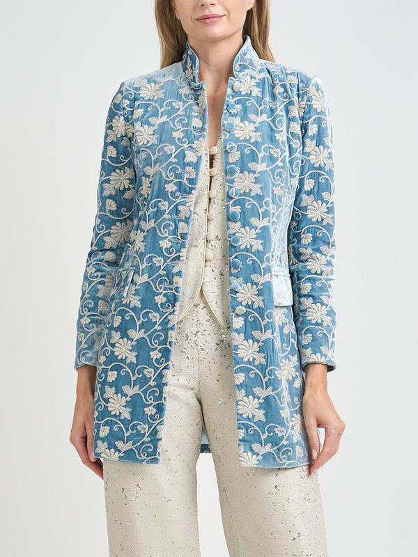 Favourbrook Camden Jacket Powder Blue Oakleigh Silk Velvet