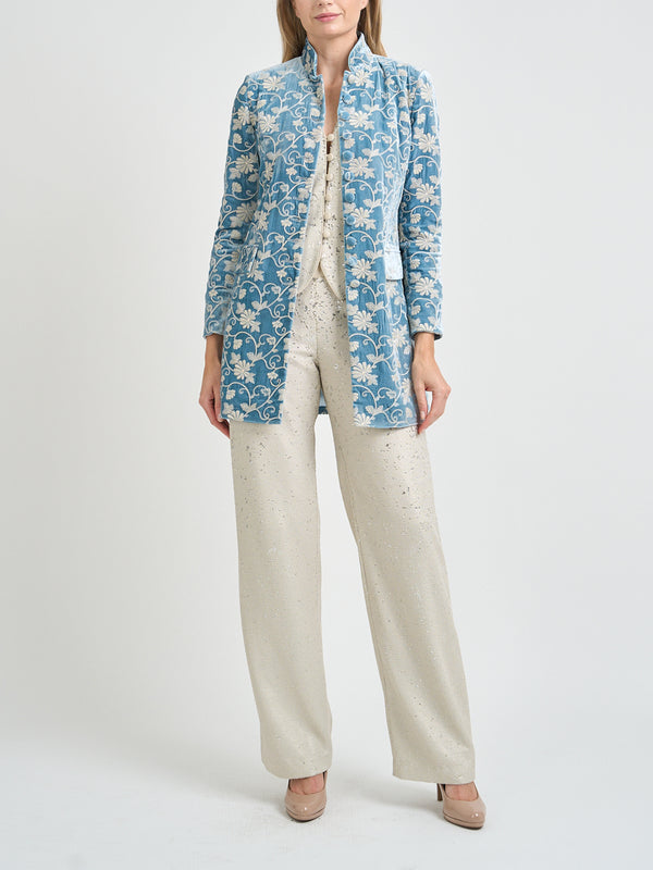 favourbrook Camden Jacket Powder Blue Oakleigh Silk Velvet