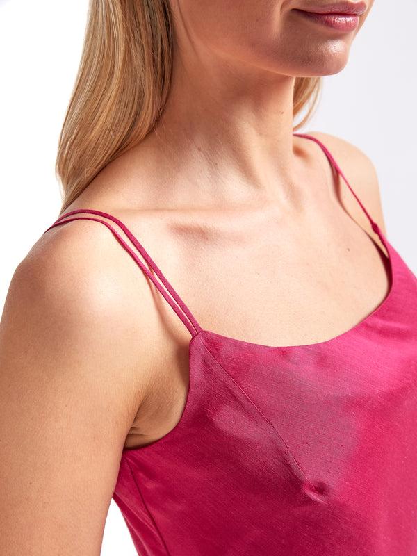 Favourbrook Camisole Bias Top Fuchsia Silverstone Silk Linen