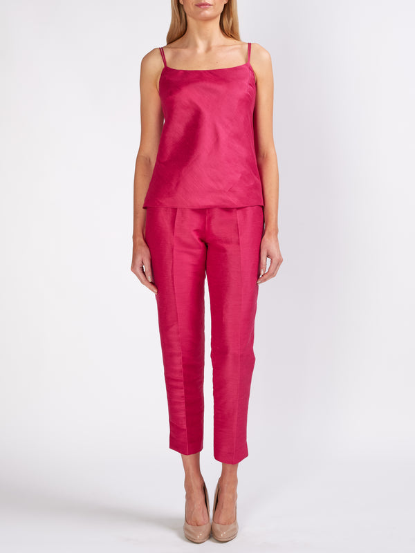 Favourbrook Camisole Bias Top Fuchsia Silverstone Silk Linen
