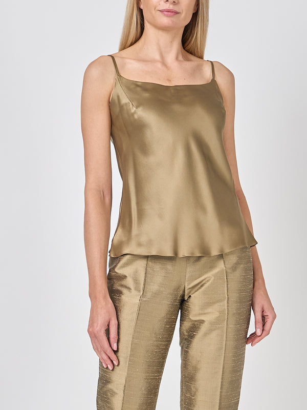 favourbrook Camisole Bias Top Hay Gold Silk Crepe Satin