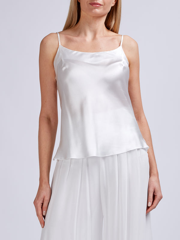 favourbrook Camisole Bias Top Ivory Silk Crepe Satin