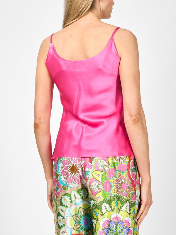 Favourbrook Camisole Bias Top Lipstick Pink Silk Crepe Satin