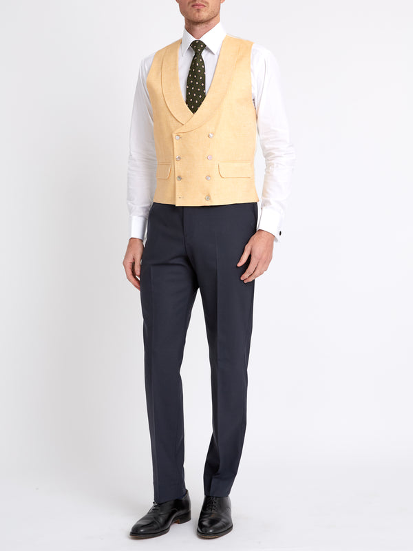 Favourbrook Canary Yellow Alnwick Herringbone Double Breasted Waistcoat